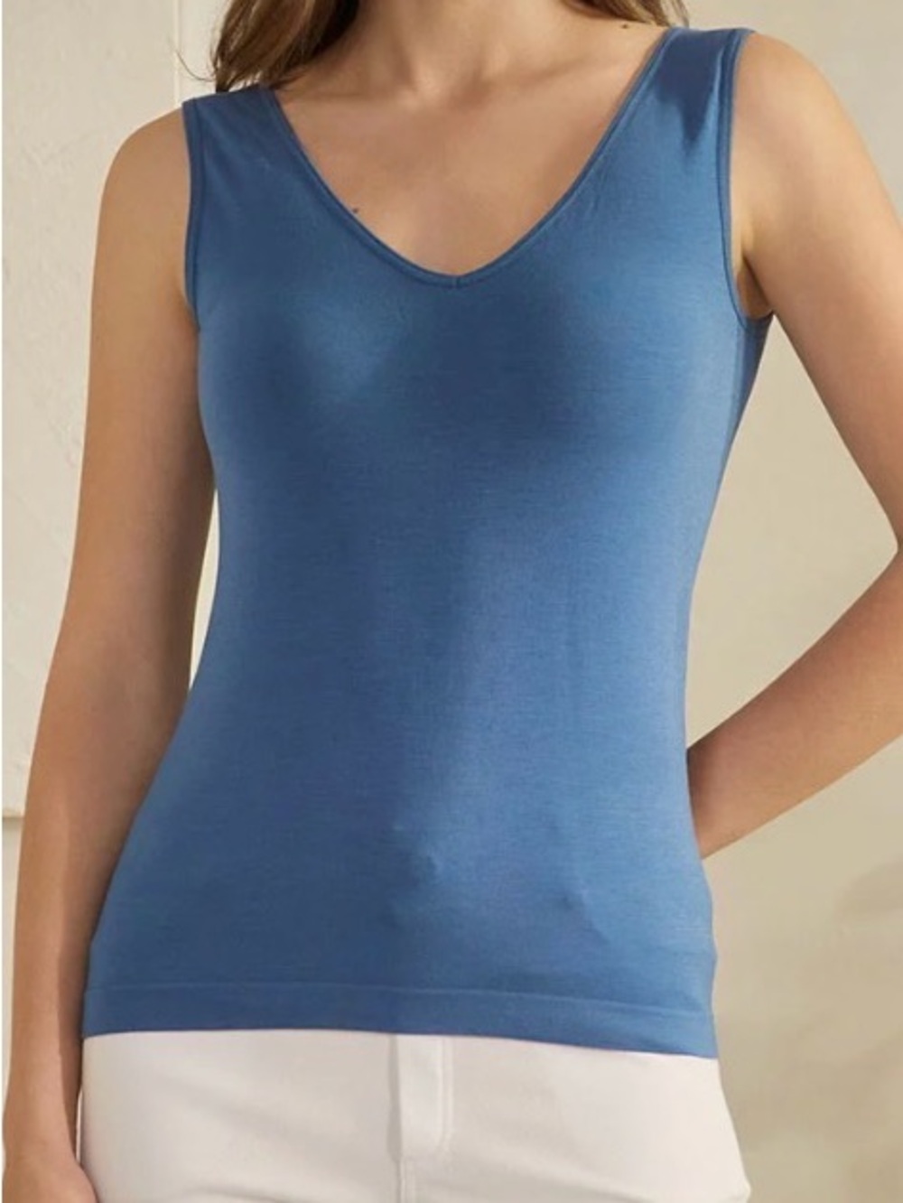 Yelete Blue (Denim) V-Neck/Scoop Neck Reversible Tank Top